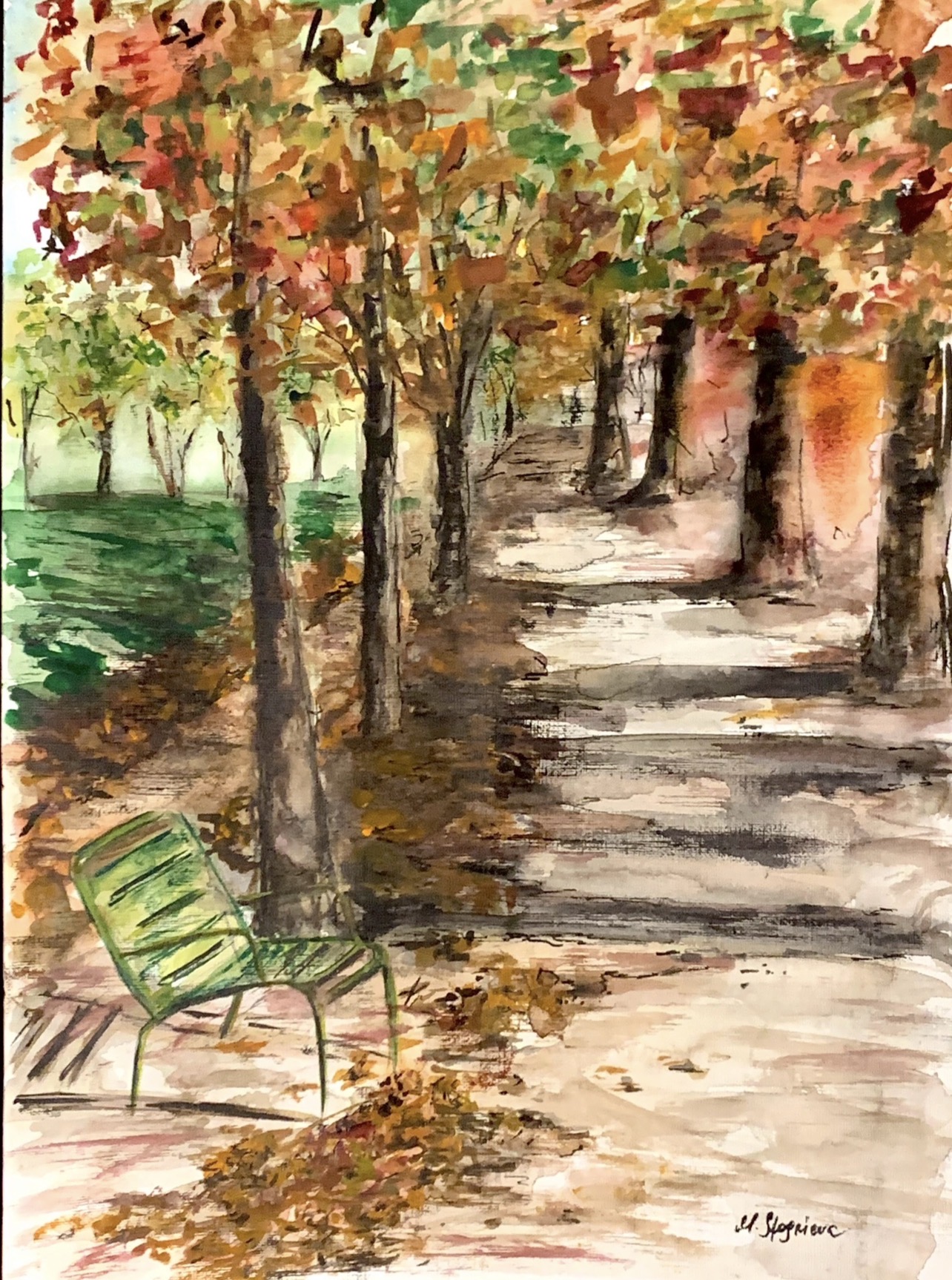 Luxembourg Garden. Walks Through Paris — original watercolor by Marina Stognieva